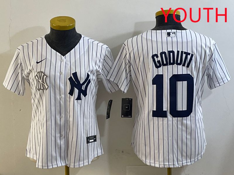 Youth New York Yankees #10 Goduti White Stripe 2025 Nike MLB Jersey style 4->youth mlb jersey->Youth Jersey